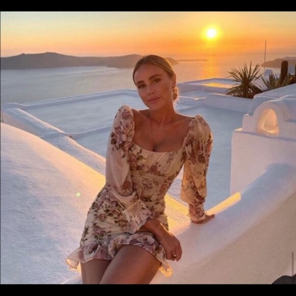 Zara Floral Print Draped Ruched Dress Blogger Favorite Womens Size Large - Picture 3 of 13